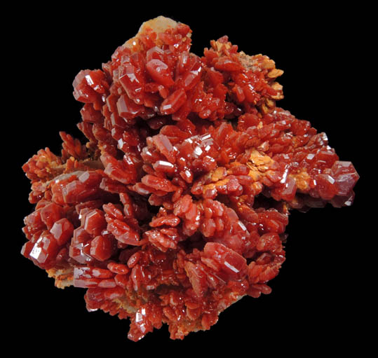 Vanadinite over Barite from Mibladen, Haute Moulouya Basin, Zeida-Aouli-Mibladen belt, Midelt Province, Morocco