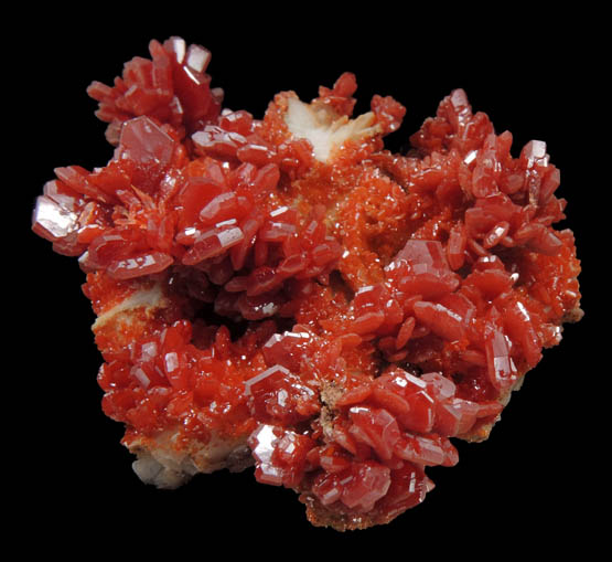 Vanadinite over Barite from Mibladen, Haute Moulouya Basin, Zeida-Aouli-Mibladen belt, Midelt Province, Morocco