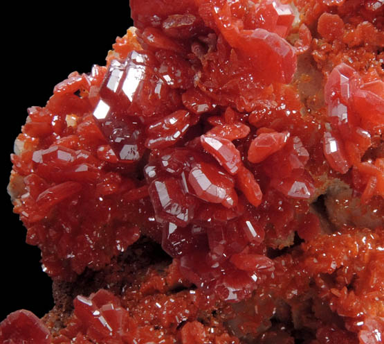 Vanadinite over Barite from Mibladen, Haute Moulouya Basin, Zeida-Aouli-Mibladen belt, Midelt Province, Morocco