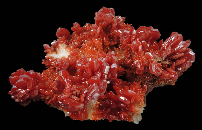 Vanadinite over Barite from Mibladen, Haute Moulouya Basin, Zeida-Aouli-Mibladen belt, Midelt Province, Morocco