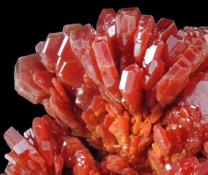 Vanadinite over Barite from Mibladen, Haute Moulouya Basin, Zeida-Aouli-Mibladen belt, Midelt Province, Morocco