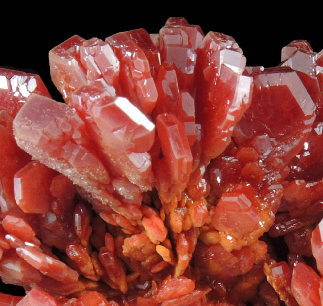 Vanadinite over Barite from Mibladen, Haute Moulouya Basin, Zeida-Aouli-Mibladen belt, Midelt Province, Morocco