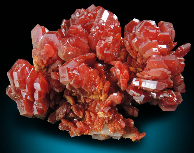 Vanadinite over Barite from Mibladen, Haute Moulouya Basin, Zeida-Aouli-Mibladen belt, Midelt Province, Morocco