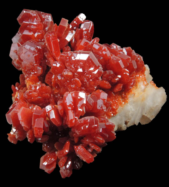 Vanadinite over Barite from Mibladen, Haute Moulouya Basin, Zeida-Aouli-Mibladen belt, Midelt Province, Morocco