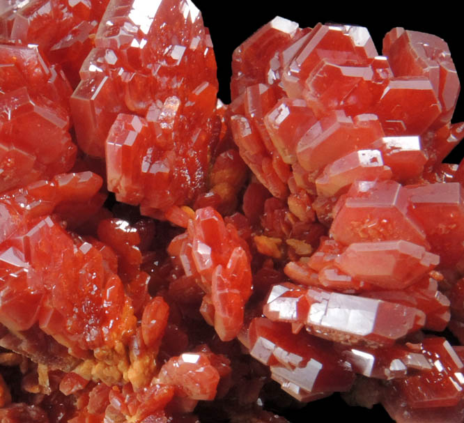 Vanadinite over Barite from Mibladen, Haute Moulouya Basin, Zeida-Aouli-Mibladen belt, Midelt Province, Morocco