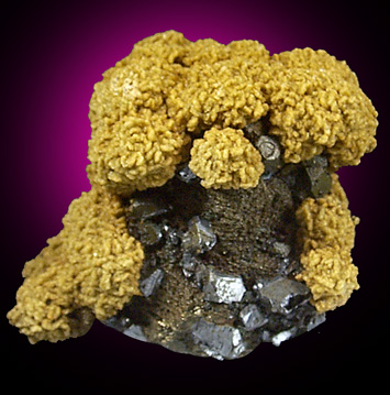 Pyrrhotite on Galena with Siderite from Chihuahua, Mexico