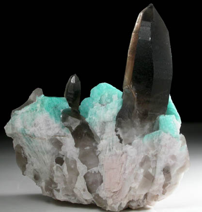 Microcline var. Amazonite with Smoky Quartz from Smoky Hawk Mine, Jewel Pocket, Florissant, Teller County, Colorado