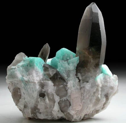 Microcline var. Amazonite with Smoky Quartz from Smoky Hawk Mine, Jewel Pocket, Florissant, Teller County, Colorado