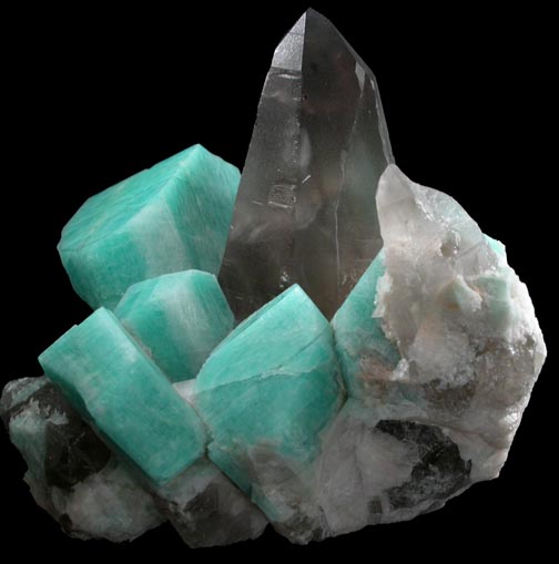 Quartz var. Smoky Quartz with Microcline var. Amazonite from Smoky Hawk Mine, Upper 40 Pocket, Florissant, Teller County, Colorado