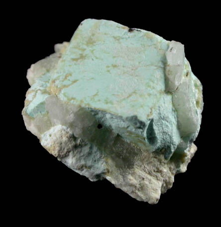 Turquoise pseudomorph after Beryl from Apache Canyon Mines, West Camp, Turquoise Mountains near Baker, California