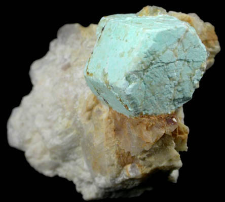 Turquoise pseudomorph after Beryl from Apache Canyon Mines, West Camp, Turquoise Mountains near Baker, California