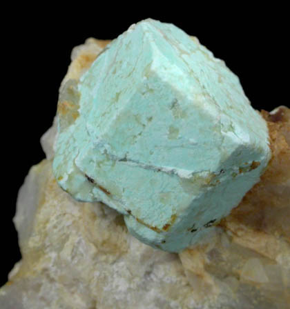 Turquoise pseudomorph after Beryl from Apache Canyon Mines, West Camp, Turquoise Mountains near Baker, California