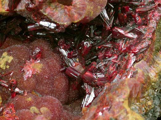 Realgar on Orpiment from Mina Palomo, Castrovirreyna Province, Huancavelica Department, Peru