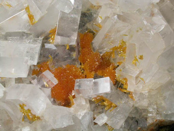 Barite on Orpiment with Realgar from Mina Palomo, Castrovirreyna Province, Huancavelica Department, Peru