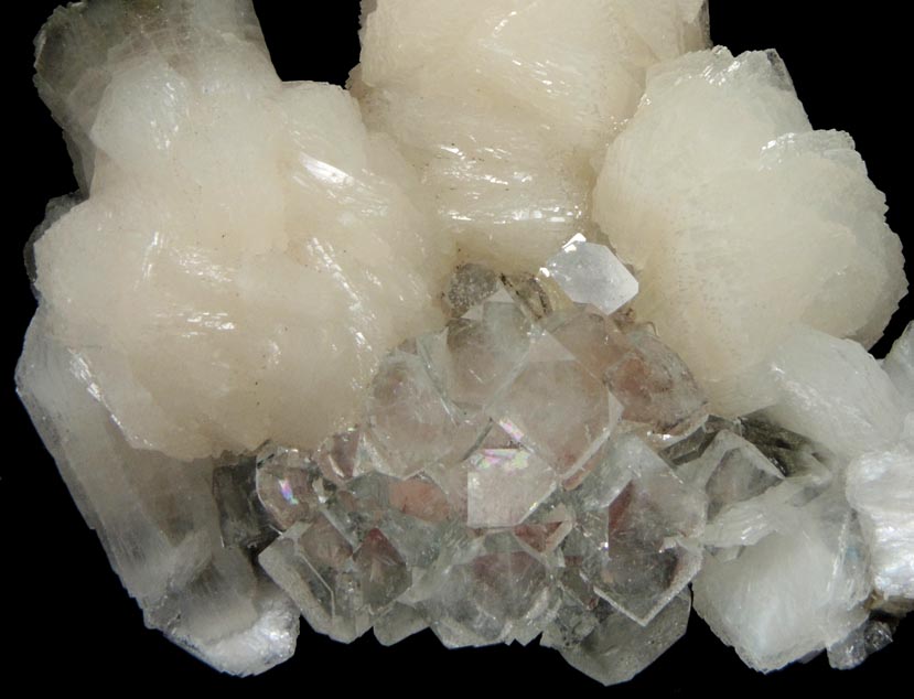 Apophyllite over Thomsonite with Stilbite-Ca from Rahuri, Nagar District, Maharashtra, India