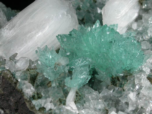 Apophyllite (rare blue-green color) with Stilbite-Ca on Calcite from undisclosed new locality, Maharashtra, India