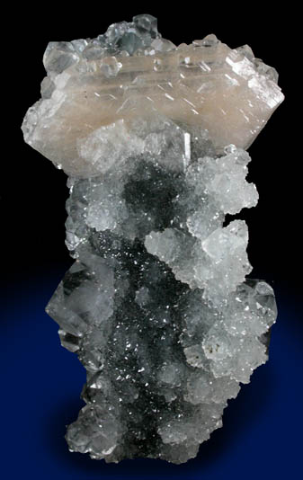 Apophyllite with Stilbite-Ca on Quartz from Nagar District, Maharashtra, India