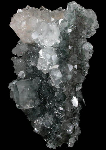 Apophyllite with Stilbite-Ca on Quartz from Nagar District, Maharashtra, India