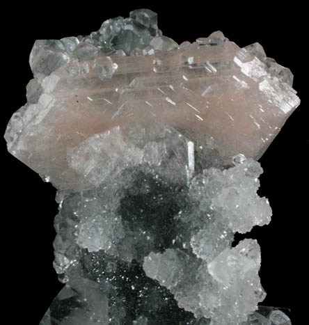 Apophyllite with Stilbite-Ca on Quartz from Nagar District, Maharashtra, India
