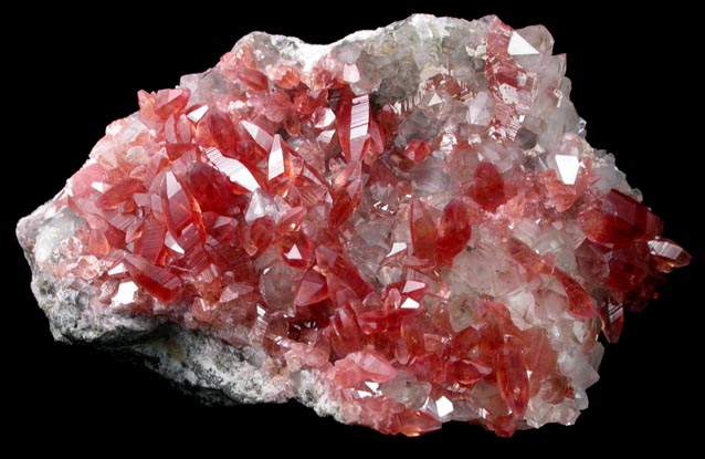 Rhodochrosite on Quartz from Uchucchaqua Mine, Oyon Province, Lima Department, Peru