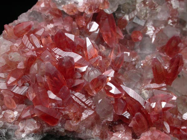 Rhodochrosite on Quartz from Uchucchaqua Mine, Oyon Province, Lima Department, Peru