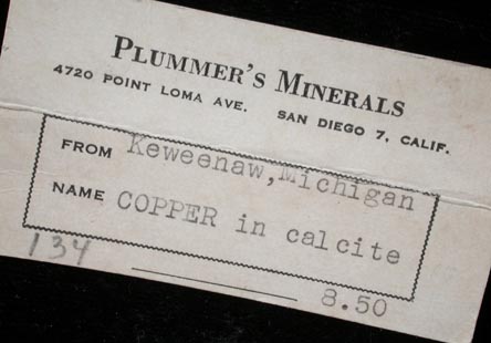 Calcite and Native Copper from Keweenaw Peninsula Copper District, Michigan