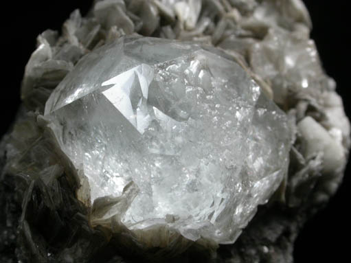 Beryl var. Goshenite on Muscovite from Xuebaoding Mountain near Pingwu, Sichuan Province, China