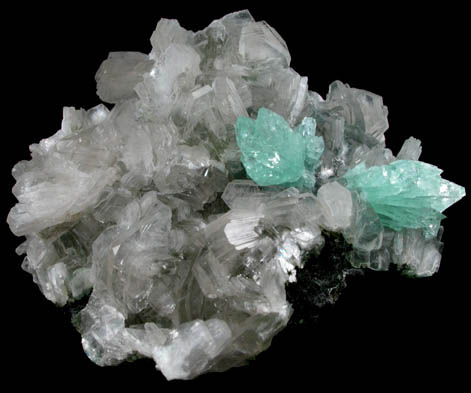 Apophyllite (rare blue-green color) on Heulandite from undisclosed new locality, Maharashtra, India