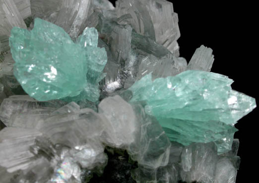 Apophyllite (rare blue-green color) on Heulandite from undisclosed new locality, Maharashtra, India