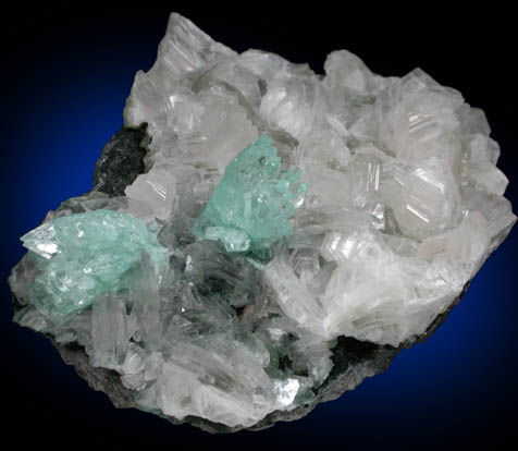 Apophyllite (rare blue-green color) on Heulandite from undisclosed new locality, Maharashtra, India