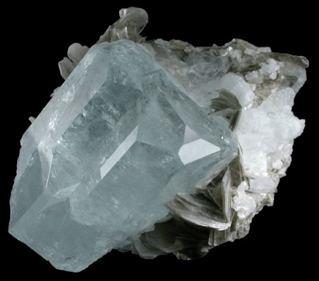 Beryl var. Aquamarine with Muscovite from Chumar Bakhor, Nagar, Hunza Valley, Gilgit-Baltistan, Pakistan