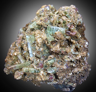 Elbaite Tourmaline in matrix from Mount Mica Quarry, Paris, Oxford County, Maine