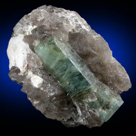 Beryl var. Aquamarine in Quartz from Beryl Hill, Amos Cunningham Farm, Due West, Abbeville County, South Carolina