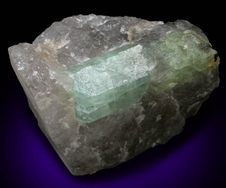 Beryl var. Aquamarine in Quartz from Beryl Hill, Amos Cunningham Farm, Due West, Abbeville County, South Carolina