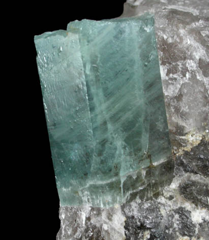 Beryl var. Aquamarine in Quartz from Beryl Hill, Amos Cunningham Farm, Due West, Abbeville County, South Carolina