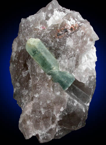 Beryl var. Aquamarine in Quartz from Beryl Hill, Amos Cunningham Farm, Due West, Abbeville County, South Carolina