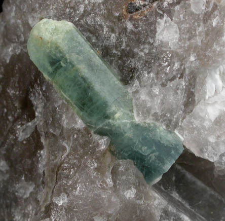 Beryl var. Aquamarine in Quartz from Beryl Hill, Amos Cunningham Farm, Due West, Abbeville County, South Carolina