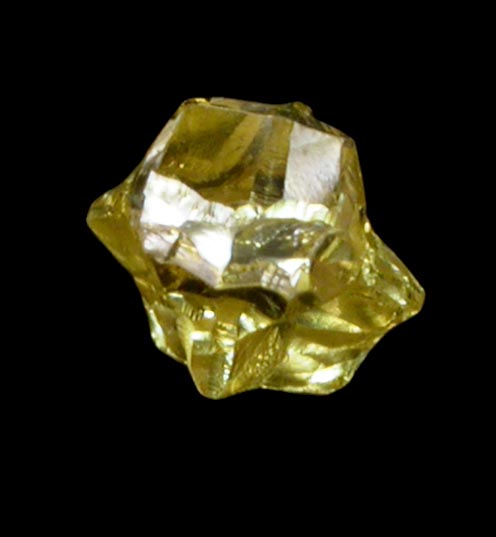 Diamond (0.17 carat fancy intense yellow cavernous crystal) from Mbuji-Mayi (Miba), 300 km east of Tshikapa, Democratic Republic of the Congo