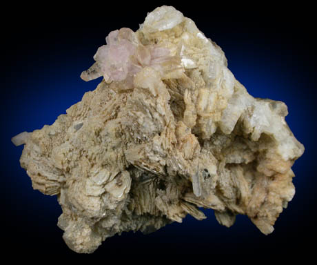 Quartz var. Rose Quartz Crystals with Cookeite on Albite from Rose Quartz Locality, Plumbago Mountain, Oxford County, Maine