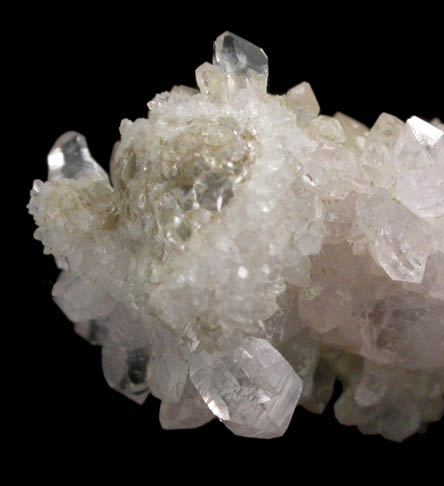 Quartz var. Rose Quartz Crystals with colorless Quartz from Rose Quartz Locality, Plumbago Mountain, Oxford County, Maine