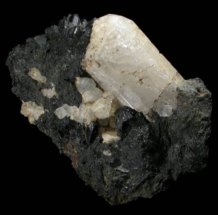 Phenakite on Uvite Tourmaline from Tait Farm, Dungannon Township, Hastings County, Ontario, Canada