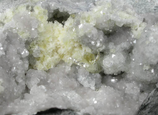 Cryolite with Weloganite and Marcasite from Francon Quarry, Montréal, Île de Montréal, Québec, Canada (Type Locality for Weloganite)