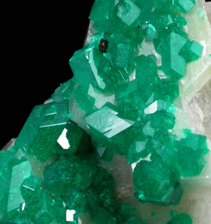 Dioptase on Calcite from Tsumeb Mine, Otavi-Bergland District, Oshikoto, Namibia