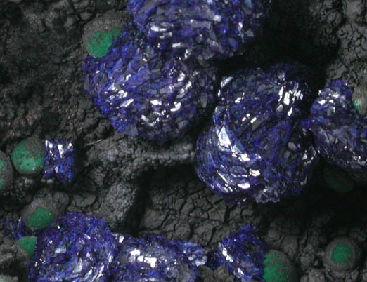 Azurite and Malachite with Tenorite from Morenci Mine, Clifton District, Greenlee County, Arizona