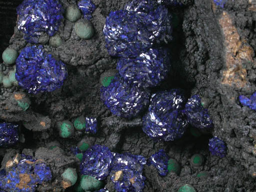 Azurite and Malachite with Tenorite from Morenci Mine, Clifton District, Greenlee County, Arizona