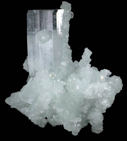 Apophyllite on Prehnite pseudomorphs after Laumontite from Mumbai (Bombay) District, Maharashtra, India