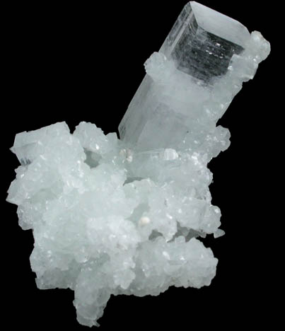 Apophyllite on Prehnite pseudomorphs after Laumontite from Mumbai (Bombay) District, Maharashtra, India