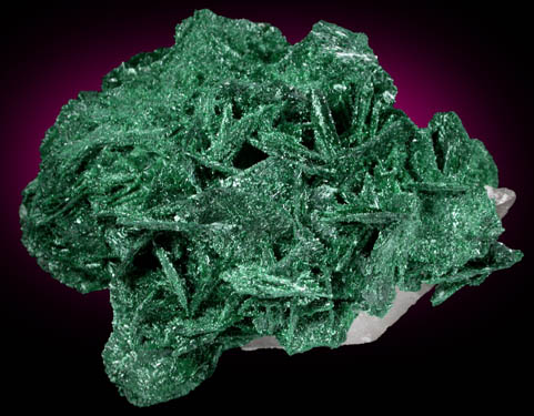 Malachite pseudomorphs after Barite over Calcite from Dikuluwe Mine, 155 WNW of Lubumbashi, Katanga Copperbelt, Lualaba Province, Democratic Republic of the Congo