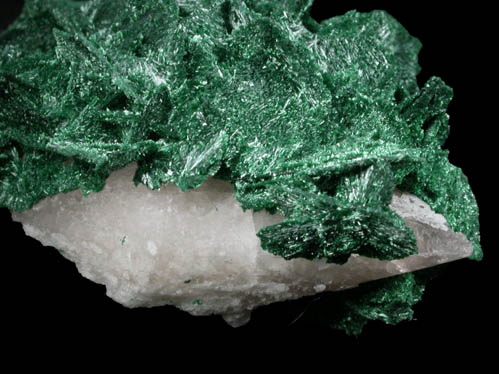 Malachite pseudomorphs after Barite over Calcite from Dikuluwe Mine, 155 WNW of Lubumbashi, Katanga Copperbelt, Lualaba Province, Democratic Republic of the Congo