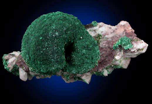 Malachite on Calcite from Tsumeb Mine, Otavi-Bergland District, Oshikoto, Namibia